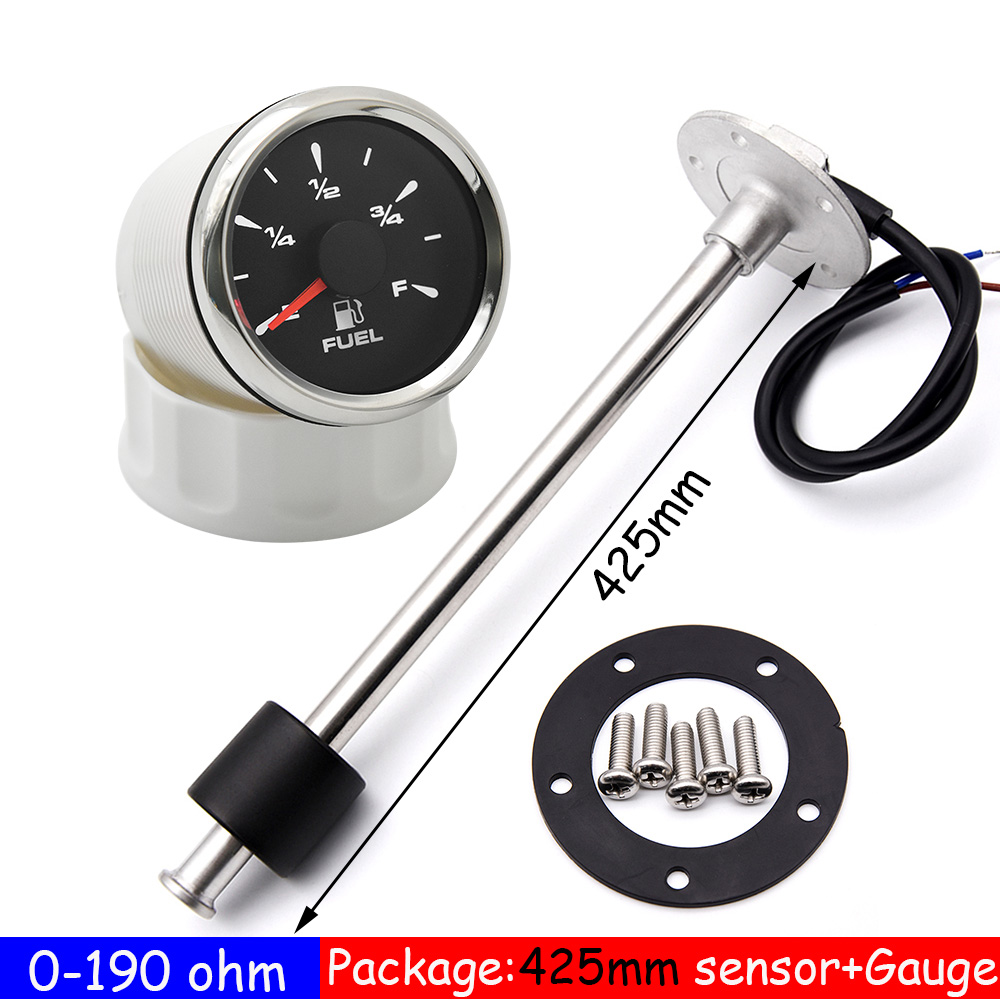 8 Color LED Auto Fuel Level Gauge with Fuel Level Sensor 0-190ohm Fuel Sender Unit Fit Fuel Indicator Level Meter RV Boat 9-32V: 425mm