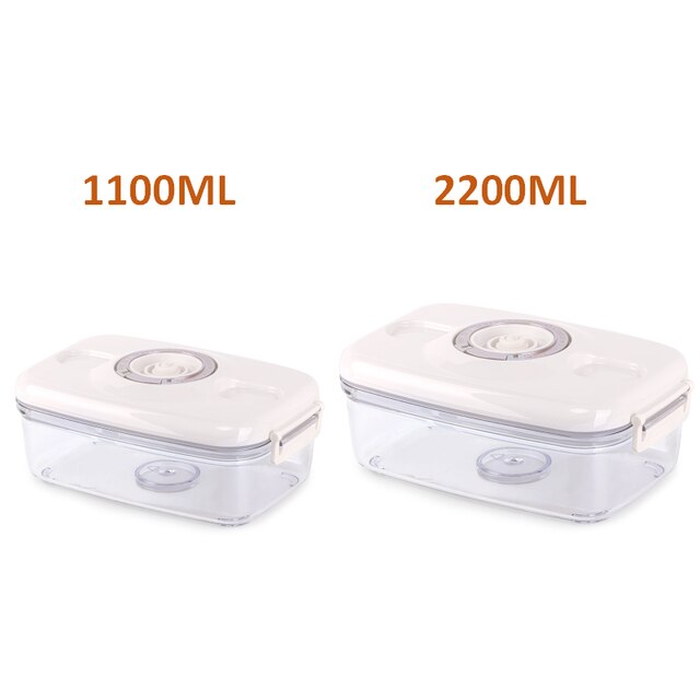 Circle Rectangle Square Food Storage Vacuum Container Different Capacity Vacuum Sealer Box Kitchen Storage for Vacuum Sealer: 1100ML2200ML