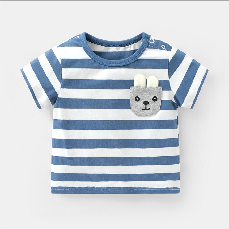 Alta quanlitysummer crianças meninos t camisa impressão de manga curta bebê meninas camisetas de algodão crianças camiseta o-pescoço camisetas roupas menino: Stripe / 100