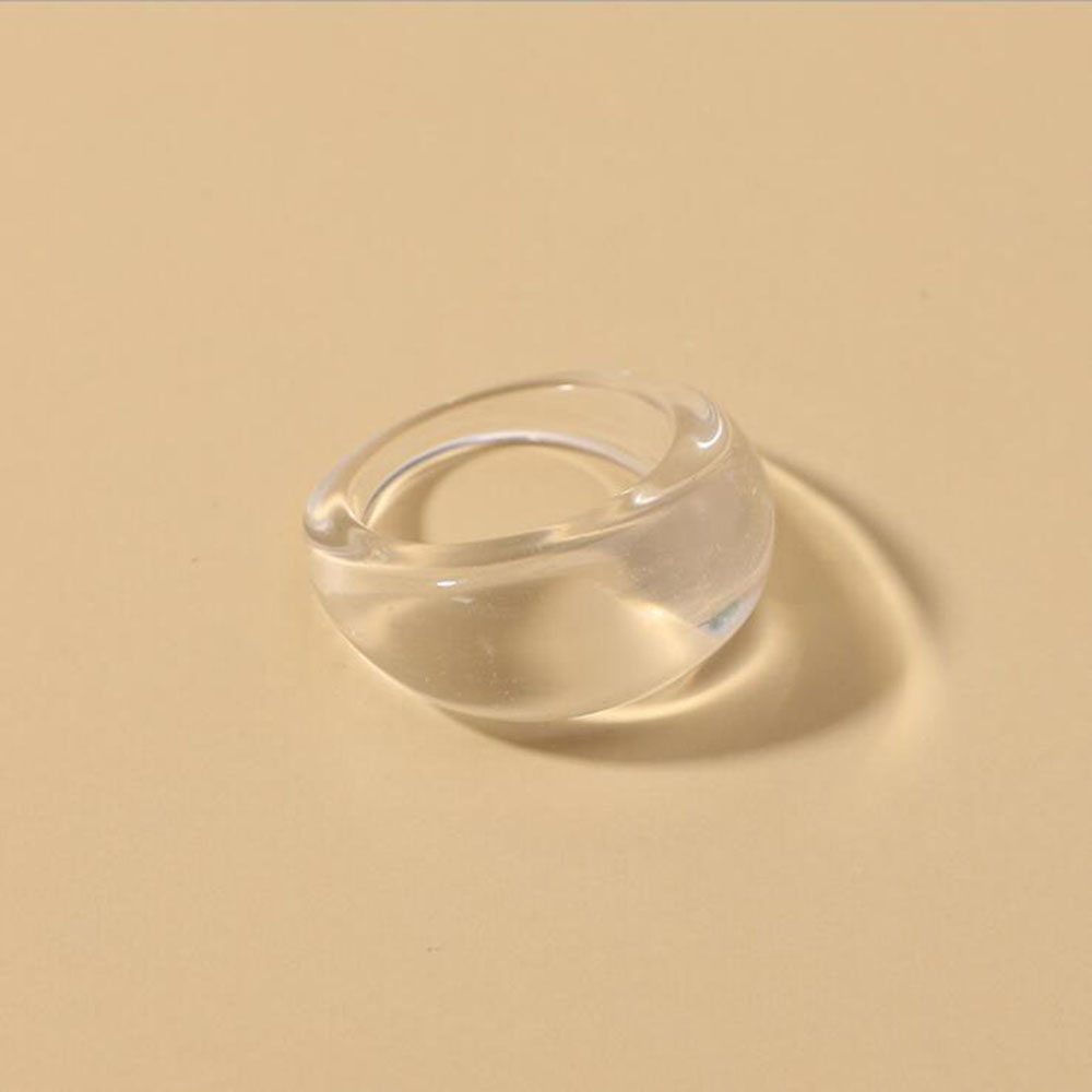Ensemble de bagues en acrylique Transparent coloré pour femmes, bagues géométriques en résine transparente, à la , bijoux de fête,: Rose