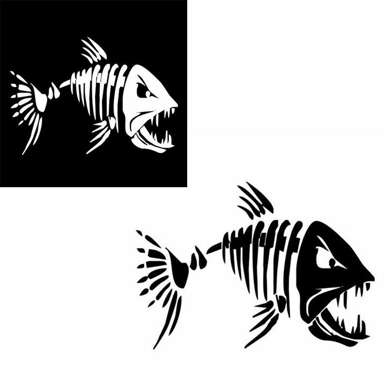 1Pc Skelet Vis Boten Stickers Huisdier Reflecterende Graphics Venster Vissen Dinghy Boot Accessoires Auto Voor Kayak Kano Sticker S5T4
