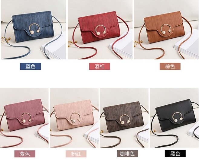 Dames effen kleine pu vierkante tas koreaanse crossbody tas sleutelhanger telefoonhouders vrouwelijke hasp portemonnees 5 kleuren