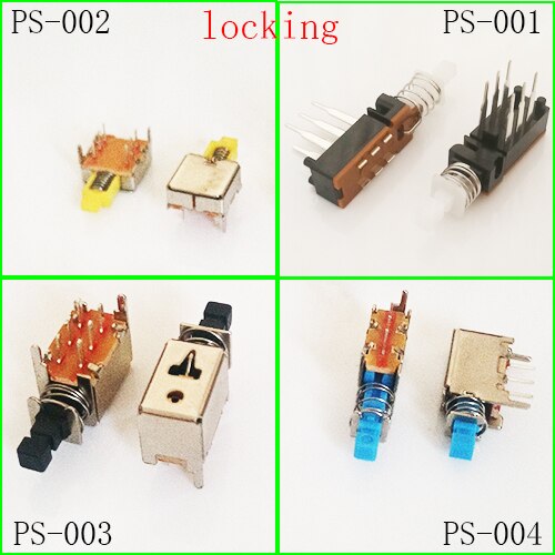10PCS Spring Switch Latching Self-Locking Plastic Push Btton Switch 6Pin DIP PS-001/002/003/004