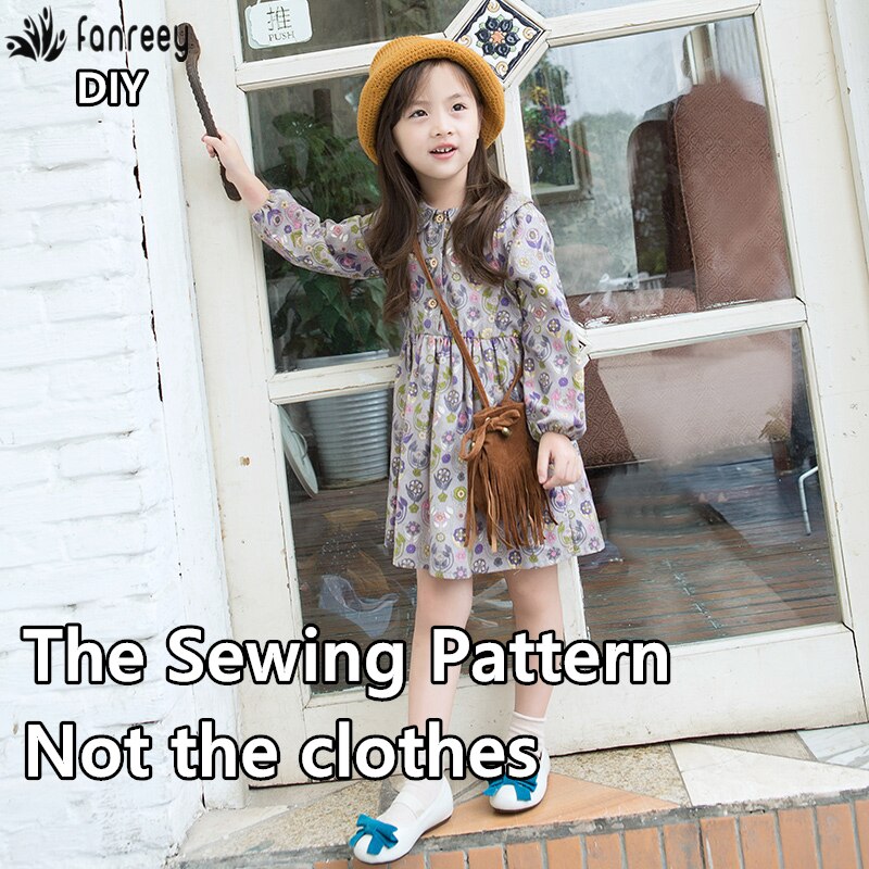 Girls' floral Long Sleeve Dress Sewing Patterns DIY T26