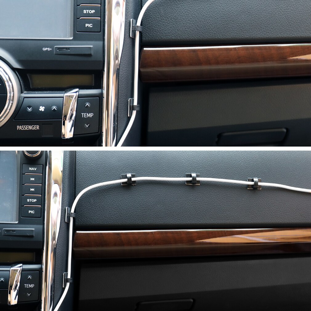 Ganchos adhesivos para cables del coche, 100/50/10 Uds., bobinador de cables, soporte de fijación de cables, organizador de escritorio de gestión, abrazaderas de brida de cables