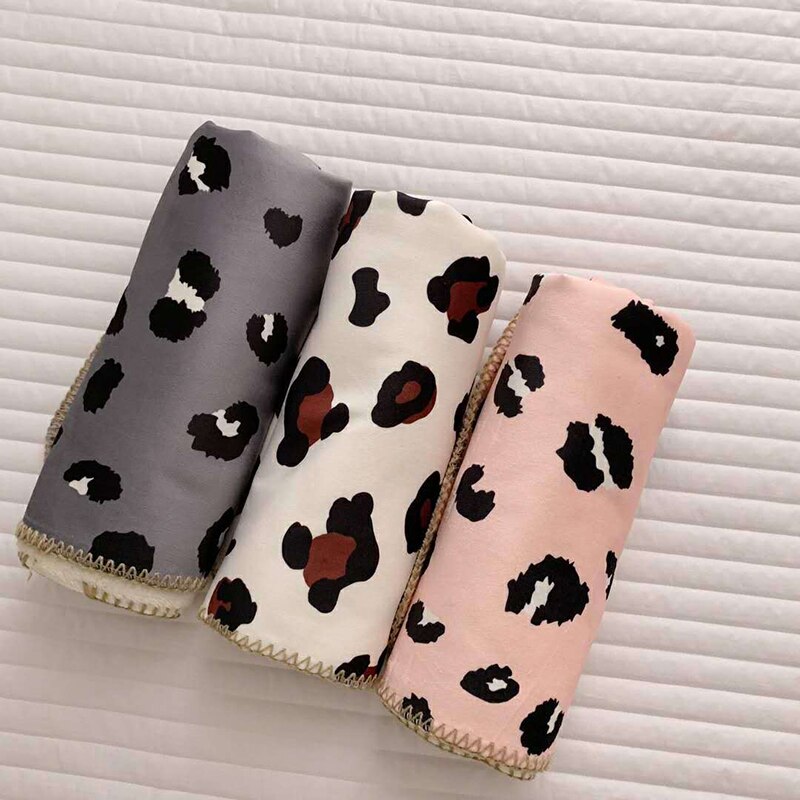 Barn filt baby swaddle filt sammet småbarn leopard utskrift sov sjal barnvagn filtar bomull 100*68cm bxx 008
