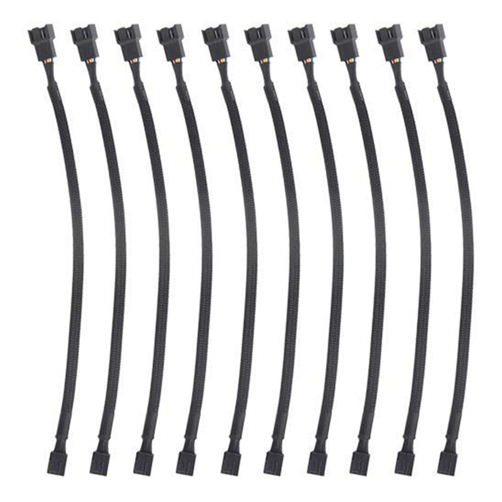 10PCS 4 Pin PWM Fan Extension Power Cable Connector Case Male to Female Extending Cables Compatible with 4 Pin/3 Pin Fan