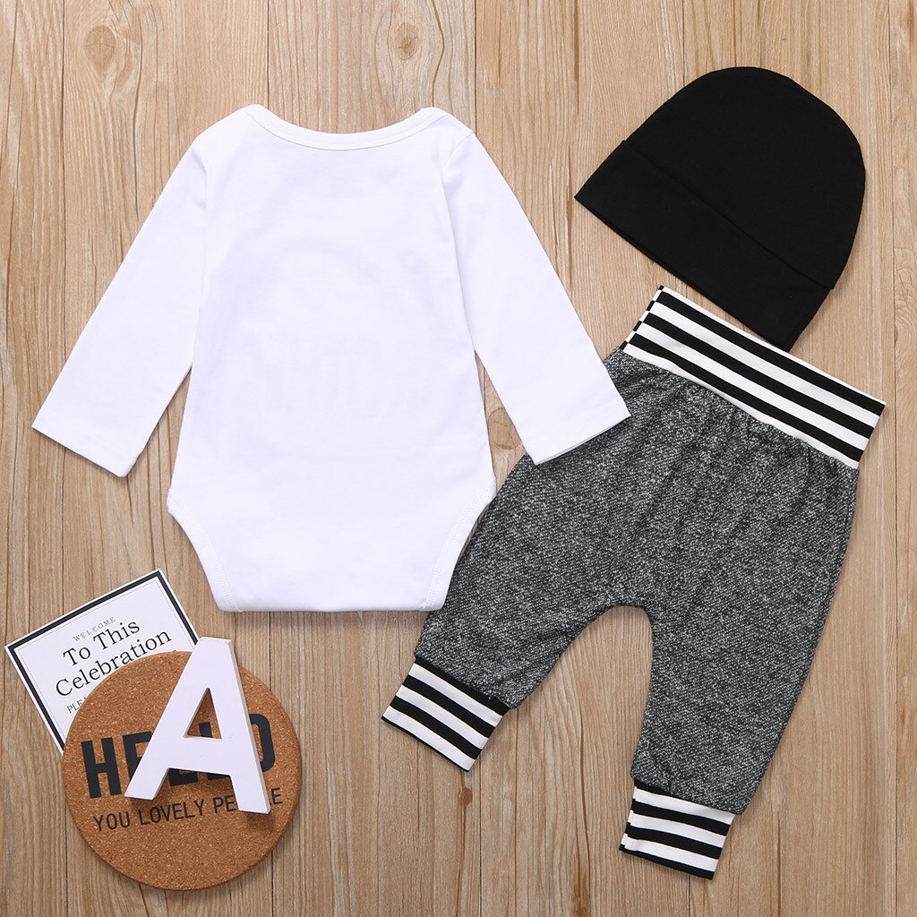 Newborn Baby Clothes Set Infant Baby Boy Girl Clothes Letter Romper+Pants+Hat 3PCS Outfits Set Clothing комплекты одежды