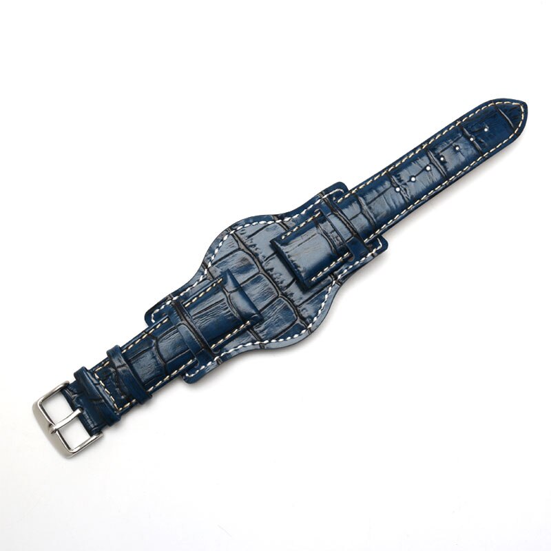 Lederen Armband 18 Mm 20 Mm 22 Mm Herstellen Van Horloge Riem Heren Horlogeband Met Mat Horloges Band Bamboe Graan polsband: Black / 18mm