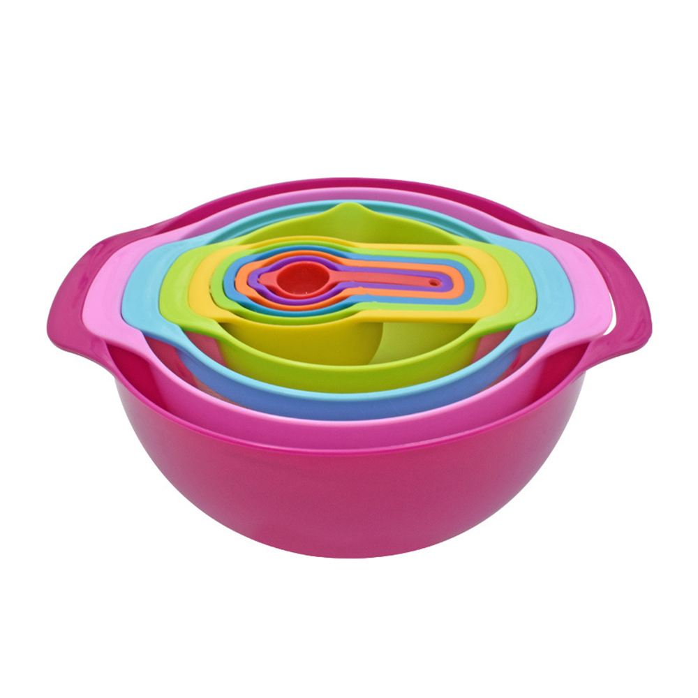 10pcs/Set Kitchen Utensils Set Mixing Bowls Set Flour Sieve Measuring Spoon Salad Bowl Kitchen Gadgets For Salad Cooking Baking