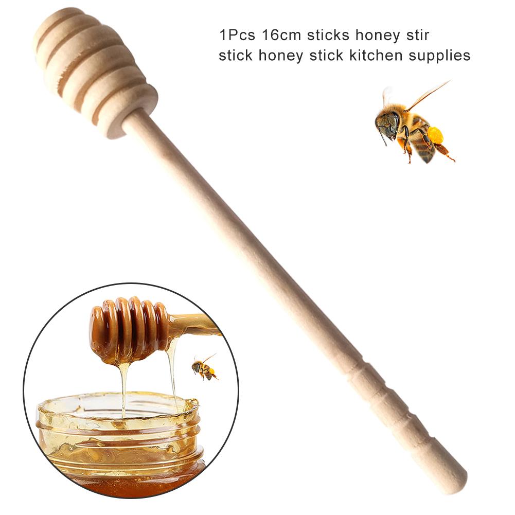 Wysokiej jakości mieszadło miodu mieszanie uchwyt słoik łyżka praktyczne 1 szt. Drewno miód długi kij dostarcza miód narzędzia kuchenne