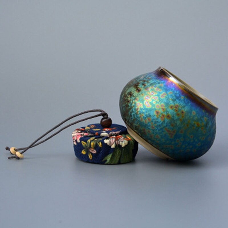 Horno de cerámica glaseado siete colores Jian Zhan hecho a mano exquisitos contenedores para té jarra de almacenamiento para té Decoración