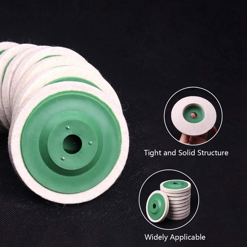 ! 10Pcs 100Mm 4 Inch Wool Buffing Round Polishing Wheels Pads Polisher Wheels for Copper Iron&amp;Aluminum Metal Polishing
