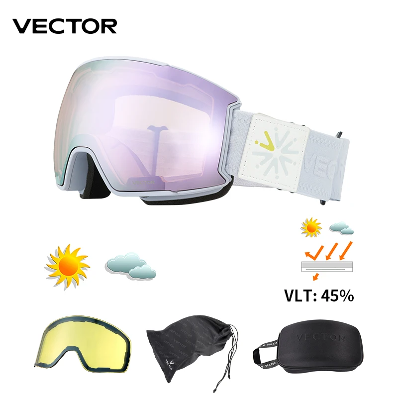 OTG Ski Goggles Snow Glasses Men UV400 Anti-fog Coatings Snowmobile Snowboard Skiing Women Sunglasses Outdoor Winter Sport: Light Grey