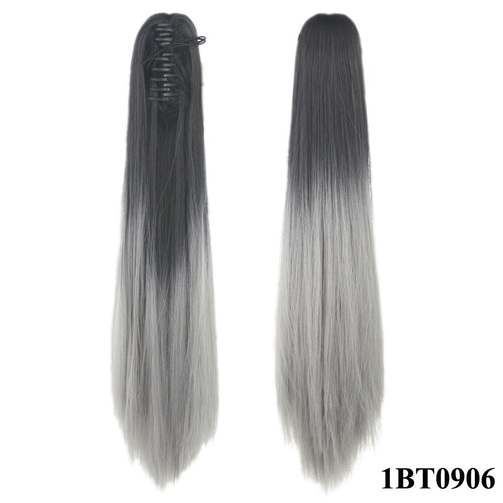Lange Rechte Synthetische Paardenstaart Vrouwen Ombre Hair Stuk Staart Hoge Temperatuur Fiber Pony Tail Hair Extensions voor Dame: 1bt0906