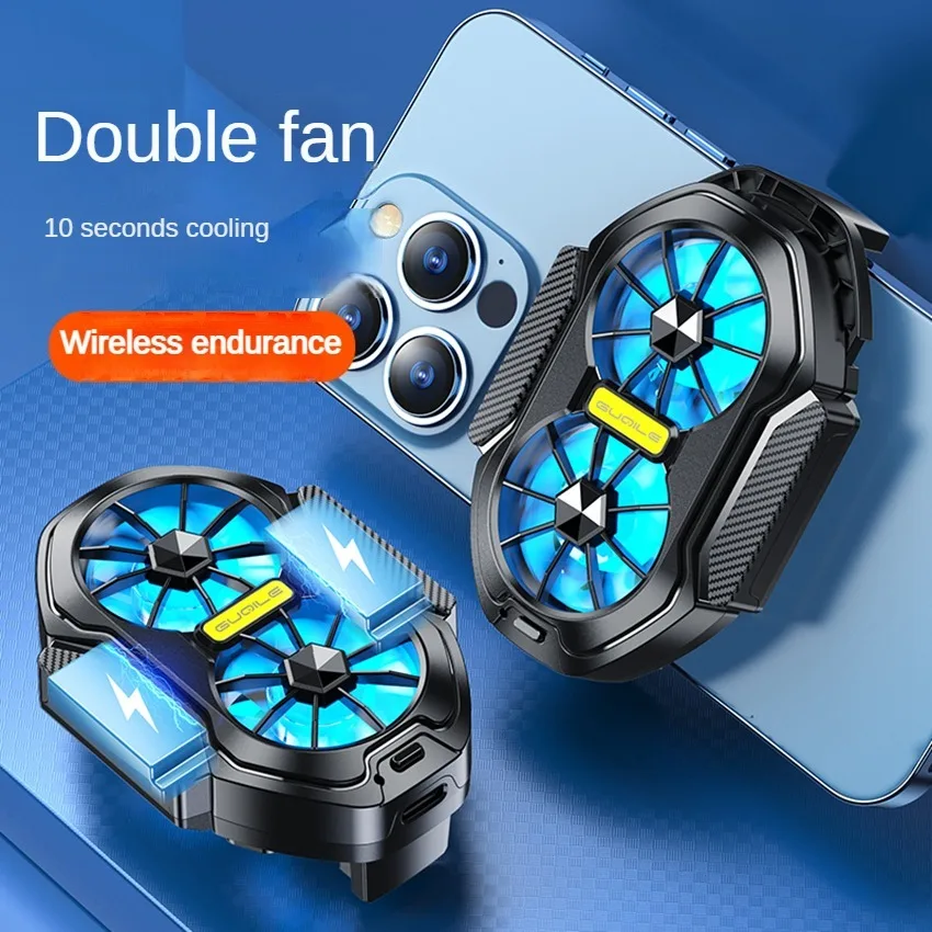 FS01 Dual-Lüfter für die Eiskühlung von Telefonen, universeller wiederaufladbarer Handy-Kühler, langlebig, stärkere Kühlung, Luftkühlungsventilator