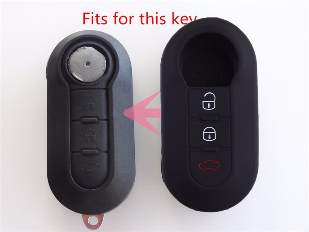 Autosleutel Case Cover Voor Fiat 500 Panda Grande Punto Bravo Stilo 500x Abarth Ducato Doblo Peugeot Flip 3 Knop siliconen Sleutelhanger