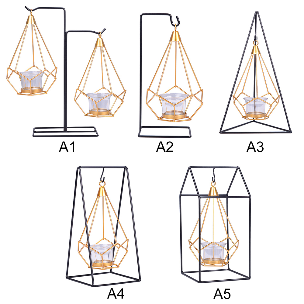 Candelero para centros de mesa de boda, candelabro geométrico de hierro dorado para taza de velas, decoración del hogar, candelabro de estilo nórdico