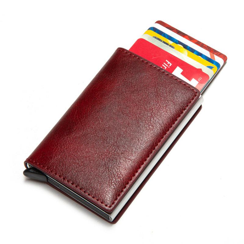 Bycobecy Rfid CreditCard Cardholder Blocking Men id Credit Card Holder Wallet Leather Metal Aluminum Business Bank Card Case