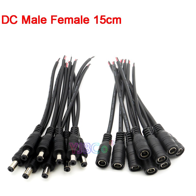 5Pcs Man Vrouw Gratis Lassen Dc Connector/Dc Connector Plug Cable Connector Voor Led Power Adapter Cctv camera Led Strip: DC  Male Female 15cm