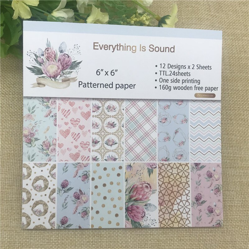 24 sheet 6"X6" Everything is sound the flower patterned paper Scrapbooking paper pack handmade craft paper craft Background pad