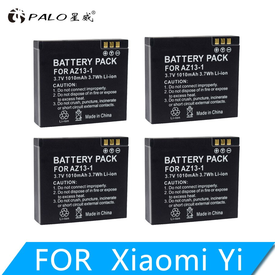 AZ13-1 1010mAh Battery with USB Charger for Xiaomi Yi, Action Camera Spare Battery original action camera battery: 4pcs battery