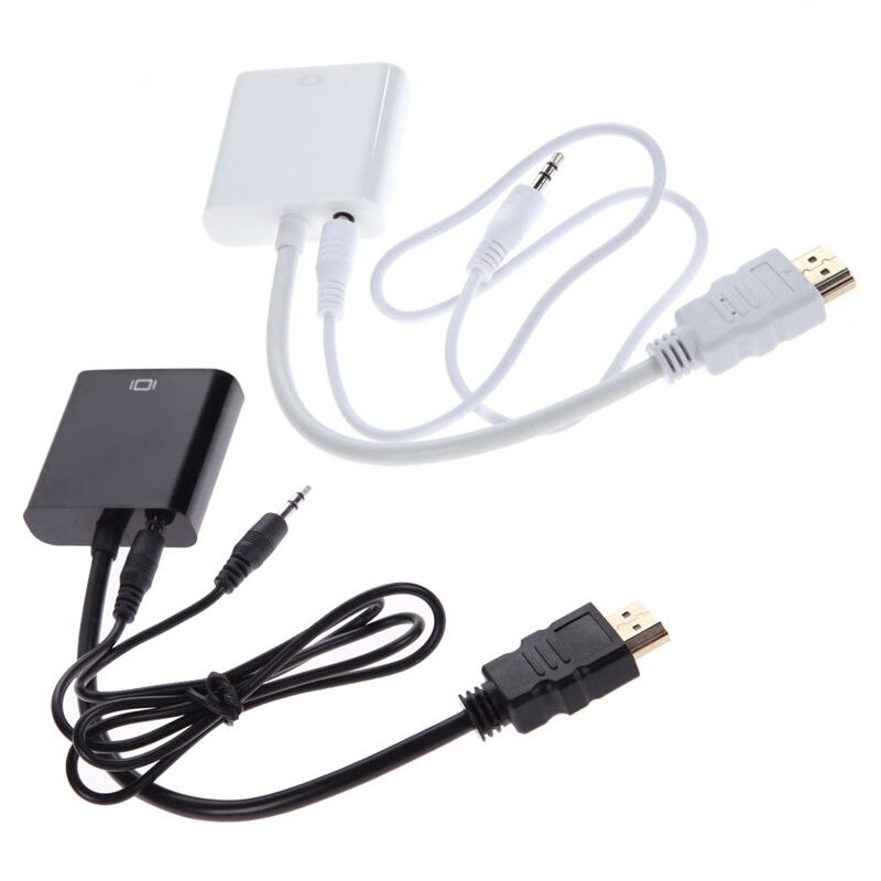 1080p mikro-hdmi/mini hdmi/hdmi til vga konverteradapter med o videokabel