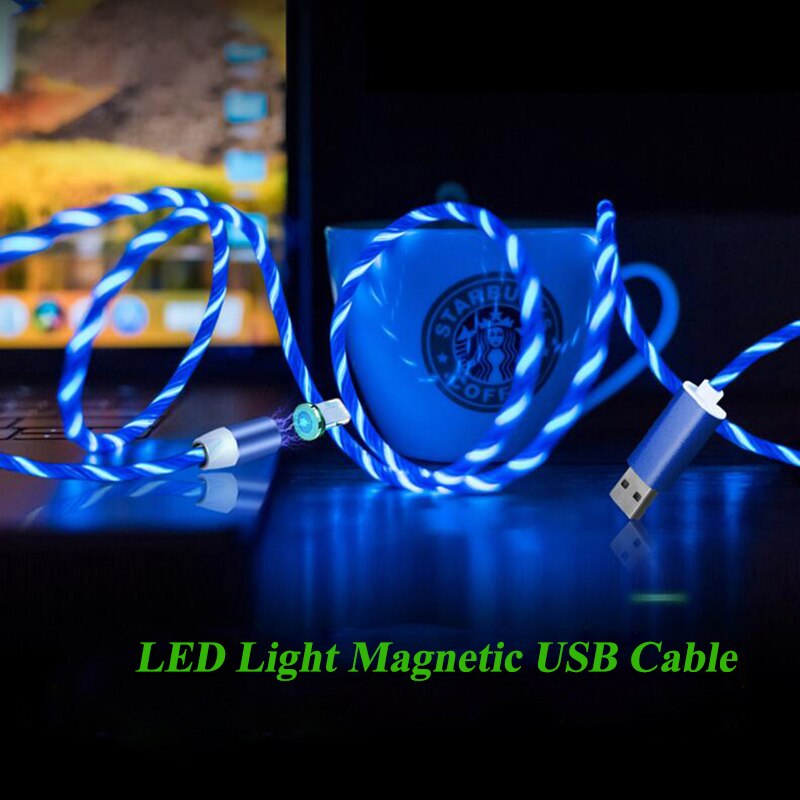Magnetische Led Licht Kabel Snel Opladen Magneet Micro Usb Type C Kabel Honor 20 10 8X Oplader Voor Iphone X samsung S8 S10 A50 A70