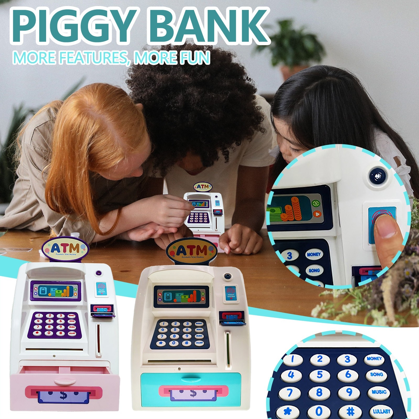 1pc Mini ATM Child Savings Piggy Bank Anti-stress Educational Toy Game Birthday Kids Safe Deposit Machine Bank Copy