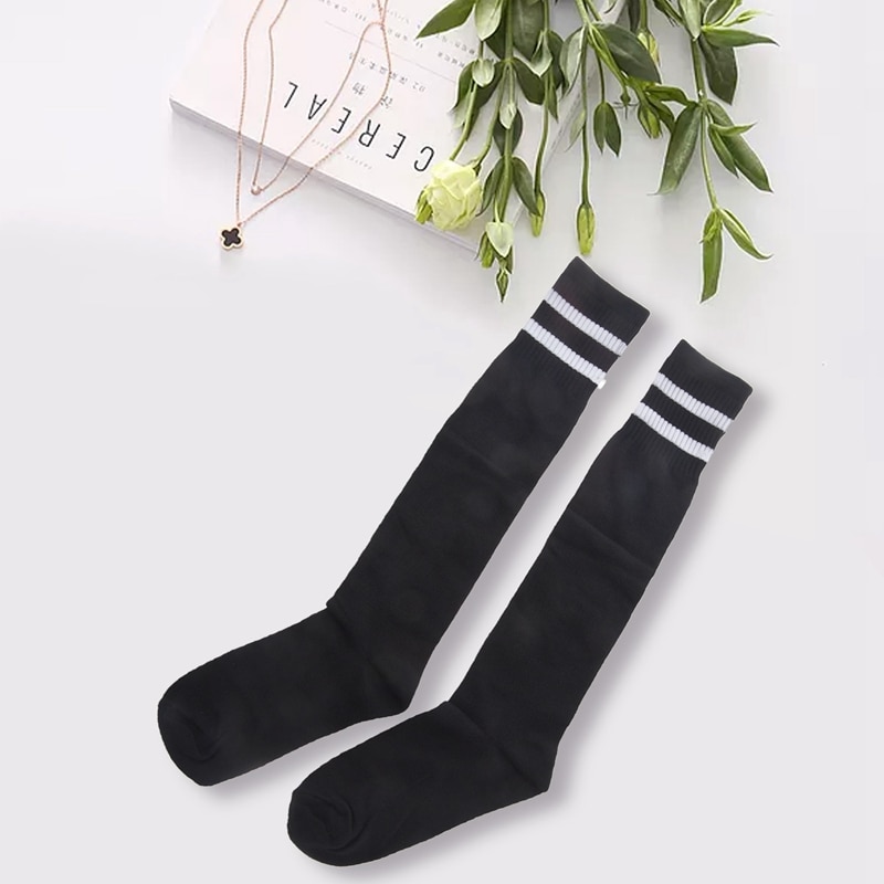 Children Sport Soccer Long Socks High Sock Baseball Hockey Socks (black)