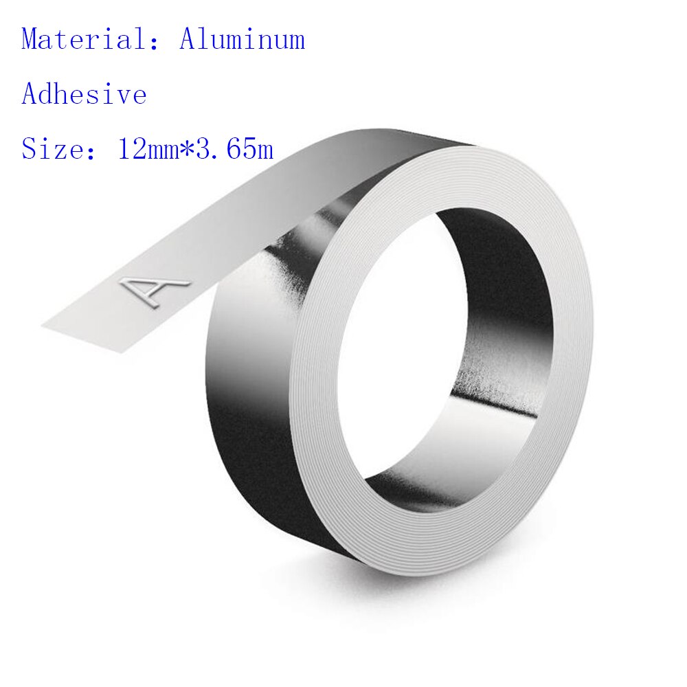 2pcs 3D En Aluminium/Acier Gaufrage Adhésif 12mm Bandes d'étiquettes avec Métal Compatible pour 31000 32500 35800 Dymo rhino M1011: Aluminum-B
