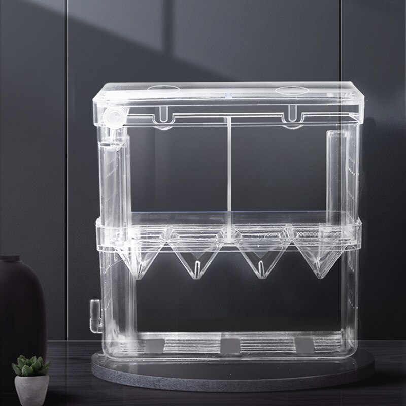 Clear Double-Deck Fish Breeding Box Isolation Aquarium Breeder Fish Tank for Guppy Betta Fish Hatching Incubator Baby Fish house