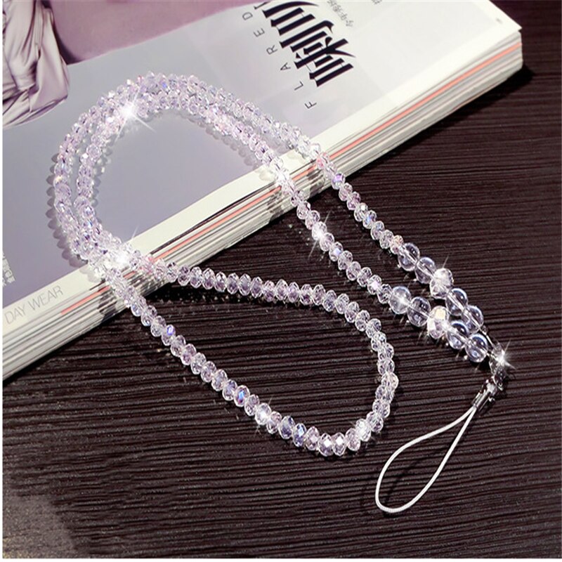 1 Pcs Universele 44 Cm Telefoon Strap Sling Lanyard Crystal Parel Opknoping Draagbare Mobiele Telefoon Case Touw Kaart Pak touw