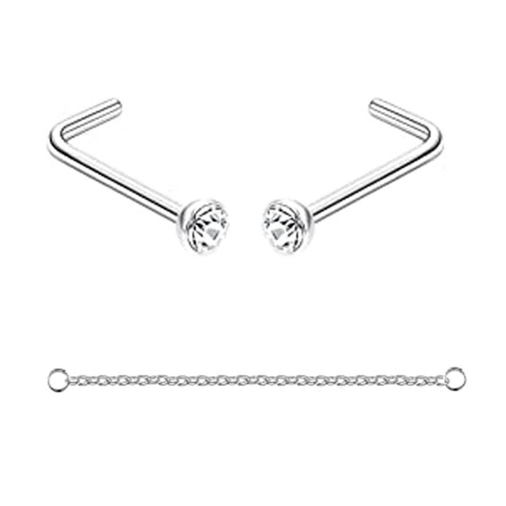 Anneaux de nez en chaîne pour femmes et hommes, Piercing, Double avec chaîne, clous, 20G