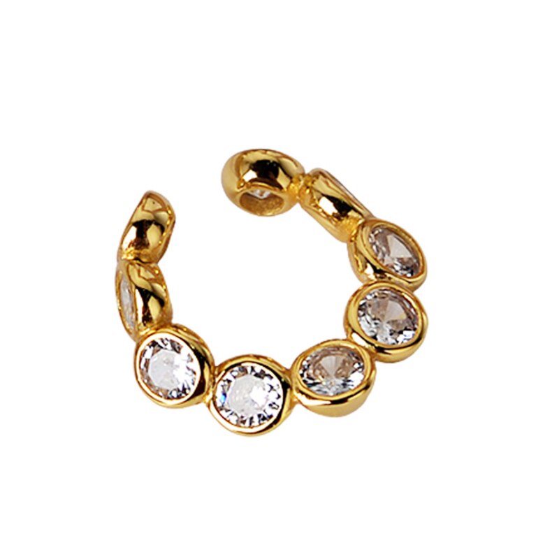 .s 1 pieces simple  s925 sterling silver round crystal ear clip without piercing cz ear cartilage buckle stackable fine jewelry