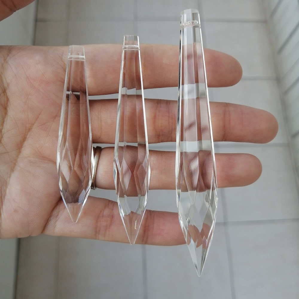 Camal 10 stk 63mm 75mm 100mm mangefasettert istap u krystall anheng prisme lampe hengende lysekrone suncatcher bryllupsfest
