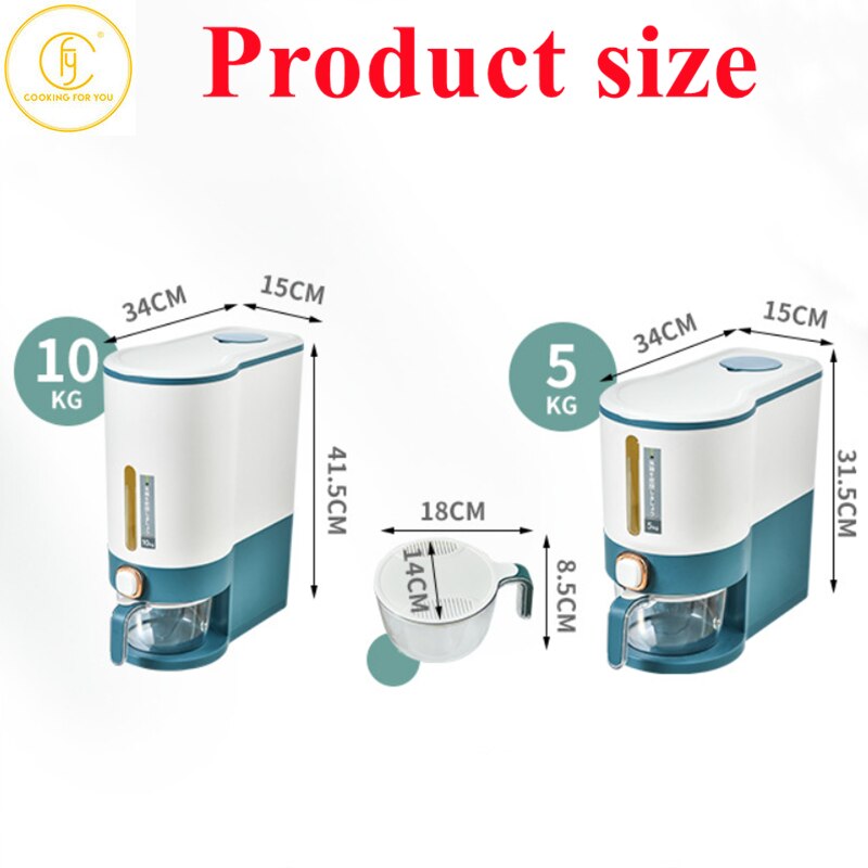 5/10KG Large Capacity Home Plastic Rice Bucket Plastic Multifunctional Refrigerator Storage Tank for Multigrain Grain and Cereal