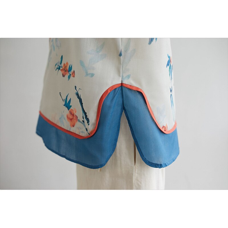 Spring Women Chinese Traditional Style Tops Cotton Linen Loose Blouses Cheongsam Female Vintage Buckle Hanfu Shirts Tang Suits
