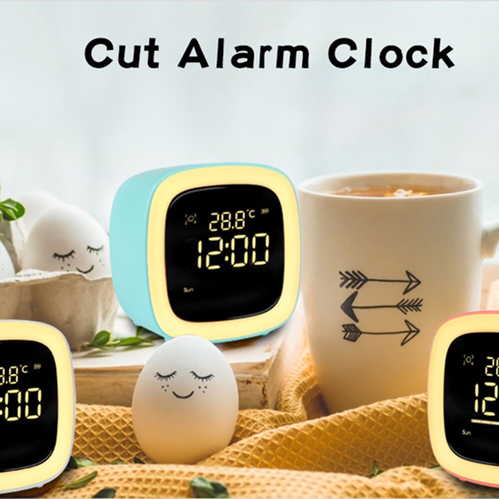 Kids Alarm Clock Digital, Cute NightLight Children's Alarm Clock with Countdown/Snooze/Timer Light/4 Alarms/Voice Control