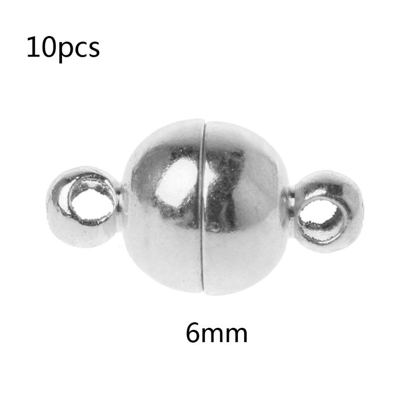 10 Pcs Rvs Ball Vorm Magnetische Sluiting Converter Voor Sieraden Maken Goud Zilver Wit: W-6