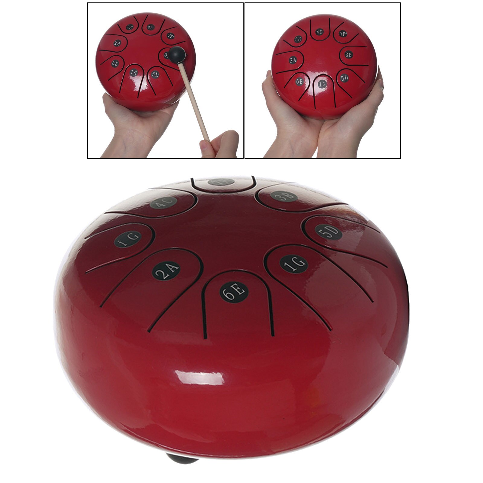 6 "Staal Tong Drum Standaard C Sleutel Percussie Instrument Reistas Schoonmaakdoekje Voor Jongens Meisjes Rood