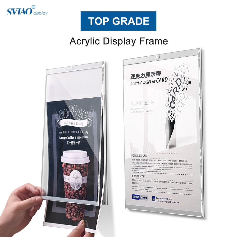 A4 magnetiske vægmonterede plakater display menu skilt holder akryl plakat billedramme bord til kontor dekoration