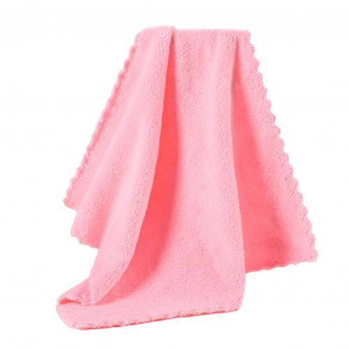 2Pcs 30Cm X 30Cm Effen Kleur Fleece Pasgeboren Baby Handdoek Water Absorptie Sneldrogende Gezicht Handdoeken Kinderen schoonmaken Tool: Roze