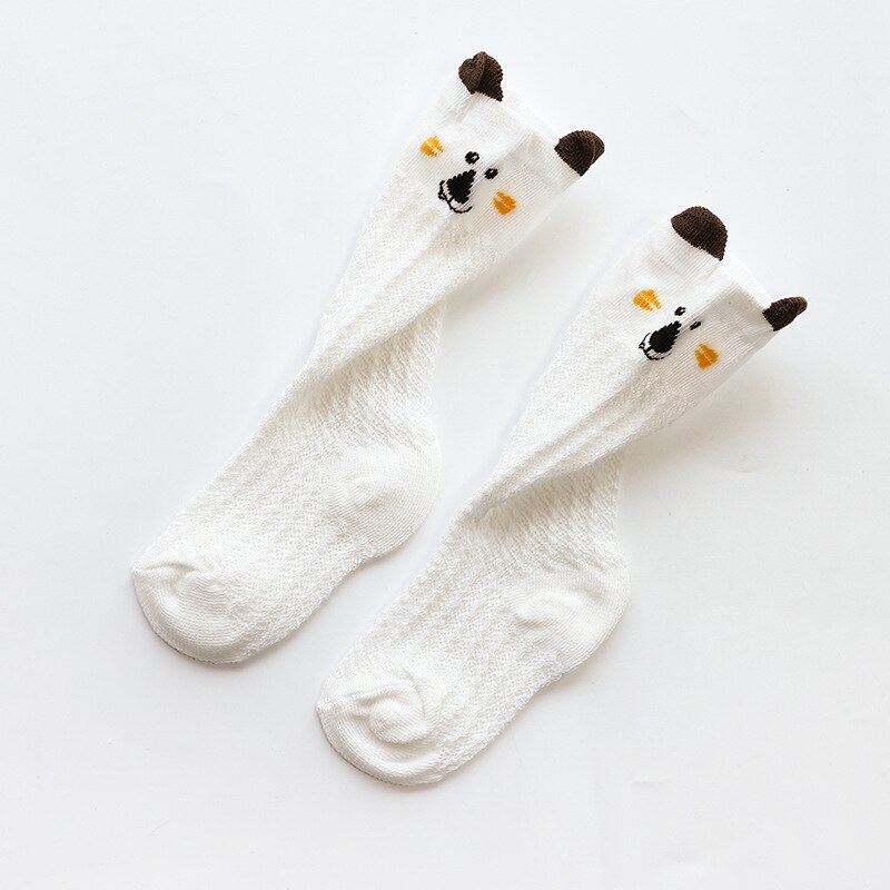 Ultratynde søde dyr strømpe til oy piger benvarmere baby myggesikre strømper børn sokker tegneserie åndbar strømpe: Hvid / 12-24m