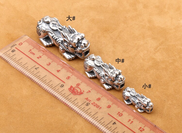 Real 925 Silver color Fengshui Pixiu Beads Thai Silver Lucky Beast Jewelry Wealth Pixiu Beads Powerful for wealth DIY Charm