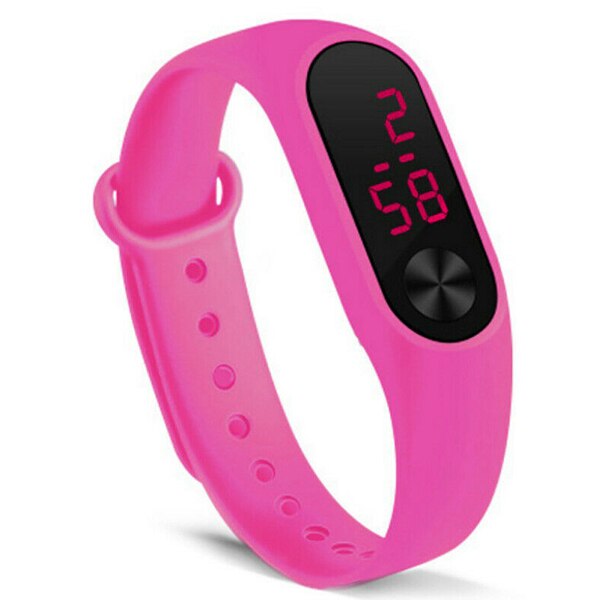 Silicone LED Display Waterproof Watch Digital Wristwatch Kids Students LXH: Pink