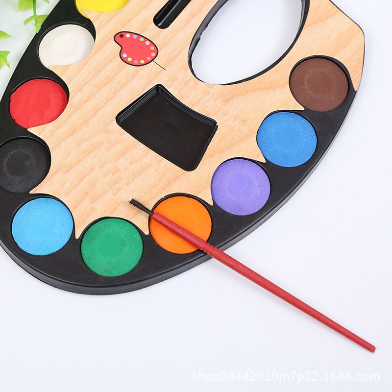 12 Kleuren Solid Aquarel Verf Verf Doos Met Penseel Heldere Kleur Draagbare Kids Aquarel Cake Art Supplies