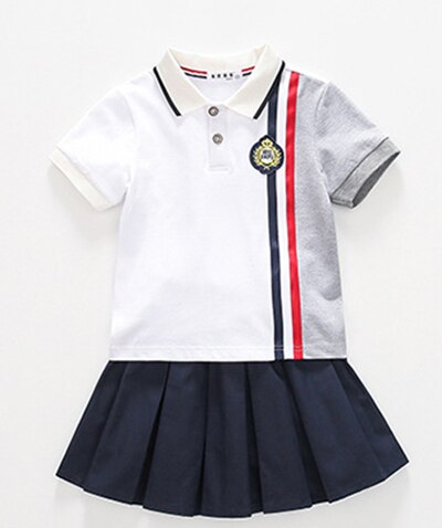 Children School Uniform Kids Student Performance Clothes Matching Outfits Boys /Girl Costumes Set: girl 120