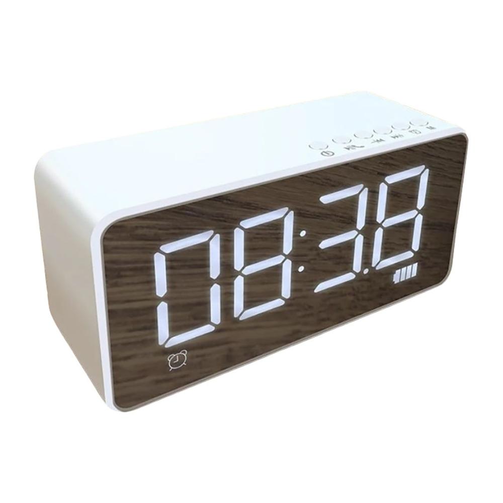 Home Alarm Clock Wireless Bluetooth Stereo Clock Card Portable Mirror Small Speaker USB Charge TF Card AUX Playing FM Radio CD