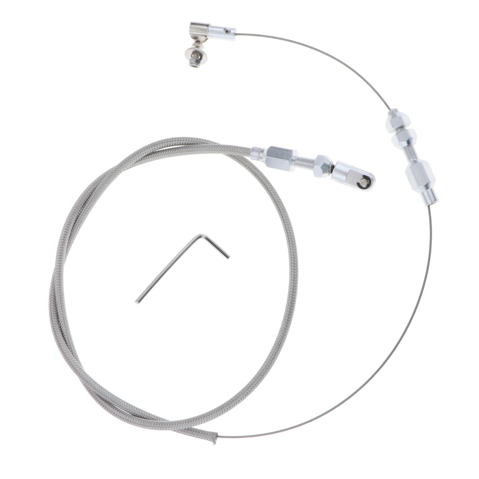 Stainless Steel Throttle Cable with Fittings, Silver, 56inch Stainless Steel Cable, 36inch Housing